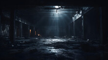 Inside A Dark And Dim Abandond Building