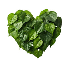 Sticker - Heart shaped dark green leaves of philodendron “Emerald Green” tropical foliage plant bush isolated on white background, clipping path included.