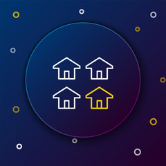 Poster - Line House icon isolated on blue background. Real estate agency or cottage town elite class. Colorful outline concept. Vector