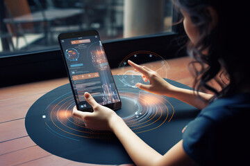 Wall Mural - digital overlay - innovations and technology concept.