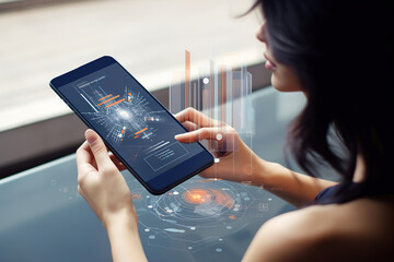 Wall Mural - digital overlay - innovations and technology concept.