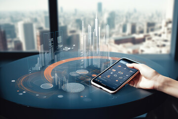 Wall Mural - digital overlay - innovations and technology concept.