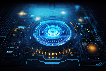 Wall Mural - digital overlay - innovations and technology concept.