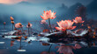 Lotusblumen in einem Fluss