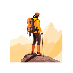 Wall Mural - Hiking vector flat minimalistic asset isolated illustration