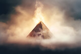 Fototapeta Na drzwi - Mystical Enigma: Ancient Pyramid in Fumes and Firelight. Generative AI