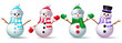 © ZeinousGDS - Christmas snowman character set vector design. Snow man character wearing scarf, hat and glove costume isolated in white background. Vector illustration winter season cartoon collection.