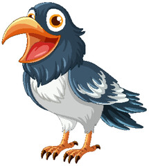Wall Mural - a cheerful cartoon illustration of a raven standing isolated on a white background
