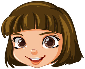 Sticker - Cute girl face smilling isolated