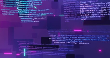Animation of ai data processing over purple background