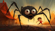 Illustration of childhood arachnophobia