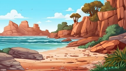 Wall Mural - background seashore with arid plants. creating of a captivating banner design showcasing an illustra