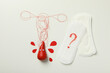 Menstrual pads with a three-dimensional red drop