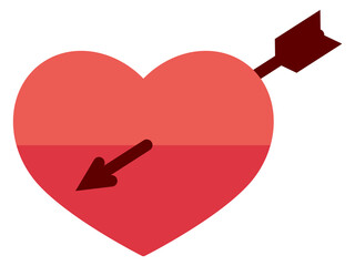 Poster - Heart with arrow. Color love icon. Romantic symbol