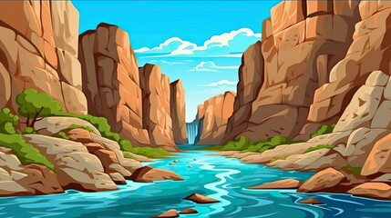 Wall Mural - Abstract background gorges and canyon. Awe-inspiring banner design with an illustrated background showcasing majestic gorges and canyons in nature. Generative AI.