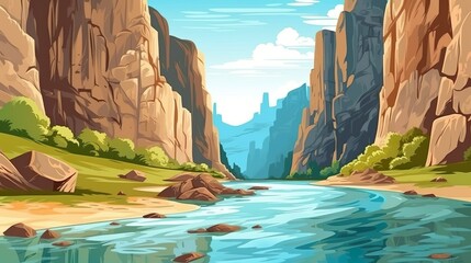 Wall Mural - abstract background gorges and canyon. banner design with an exquisite illustration featuring the dr