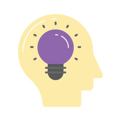 Wall Mural - Light bulb with human head showing creative thinking concept icon