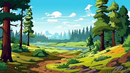 Wall Mural - abstract background national park. nature's beauty with design with an illustration of a green natio