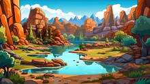 Abstract Background National Park. Sense Of Adventure With An Illustration Capturing The Wilderness Of A National Park. Generative AI.