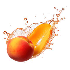 Wall Mural - Juicy peach with a splash of juice