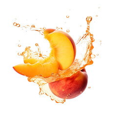 Canvas Print - Juicy peach with a splash of juice