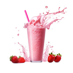 Canvas Print - Strawberry milkshake in a cup