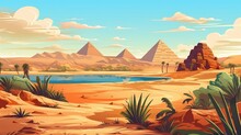 Abstract Background Egypt. Ancient Egypt With A Mesmerizing Background Featuring An Illustration Of The Majestic Pyramids. Generative AI.