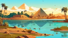 Abstract Background Egypt. The Pages Of History With An Illustrated Background Highlighting The Iconic Pyramids Of Ancient Egypt. Generative AI.
