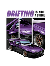 Purple Drift Car Jdm Style Car Vector Illustration