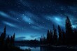 starry night sky. only sky, trees and stars.