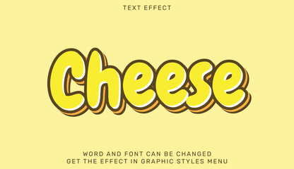 Wall Mural - Cheese editable text effect in 3d style. Text emblem for advertising, branding, business logo