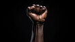Black Clenched fist raised up, black lives matter, blackout tuesday, blackout week, racial injustice, black fist in air on black background, Fight racism. Human rights, fight, anti racism protest
