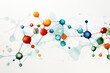 A picture of a network of molecules on a white background, with vibrant colors, illustrating diverse molecular species Generative AI