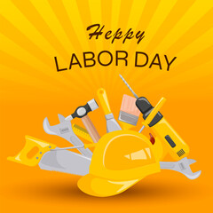 Wall Mural - World Labor Day. International labor day with work tools. Working day of different professions. 