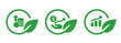 Impact investing green eco investment sustainable growth in green leaves circle icon set collection