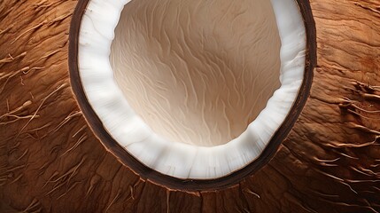 Sticker -  a close up of a whole coconut on a brown background.  generative ai