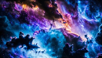 Wall Mural - a journey through colorful galaxies, nebulas, and supernovas ai generated