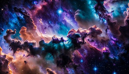 Wall Mural - a journey through colorful galaxies, nebulas, and supernovas ai generated