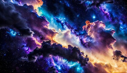 Wall Mural - a journey through colorful galaxies, nebulas, and supernovas ai generated