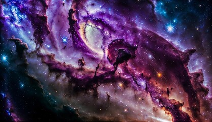Wall Mural - a journey through colorful galaxies, nebulas, and supernovas ai generated