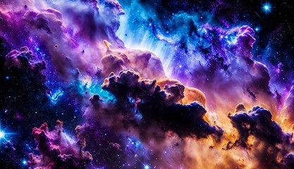 Wall Mural - a journey through colorful galaxies, nebulas, and supernovas ai generated