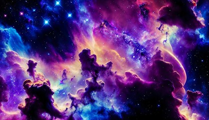 Wall Mural - a journey through colorful galaxies, nebulas, and supernovas ai generated