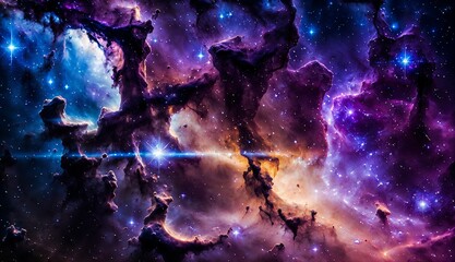 Wall Mural - a journey through colorful galaxies, nebulas, and supernovas ai generated