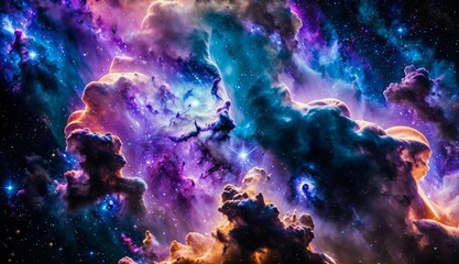 Wall Mural - a journey through colorful galaxies, nebulas, and supernovas ai generated
