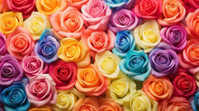 Multicolored Roses Gradient Background Is Unusual. Generative Ai