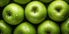 Fresh Green Granny Smith Apples Fruit Background Image. Generative AI Graphic