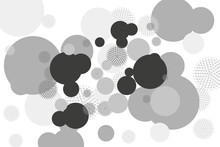 Geometric Background With Gray Circles And Halftone Dots, Design Element