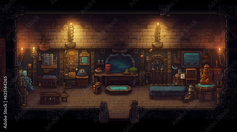 Pixel art dungeon background for 8 bit games. Stock Illustration ...