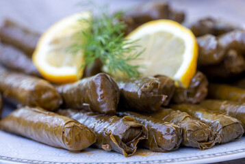 Traditional delicious Turkish foods; stuffed leaves (yaprak sarmasi)