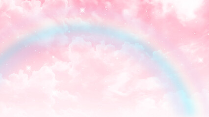 Wall Mural - pink clouds and sky for background abstract, postcard nature art pastel style, soft and blur focus.